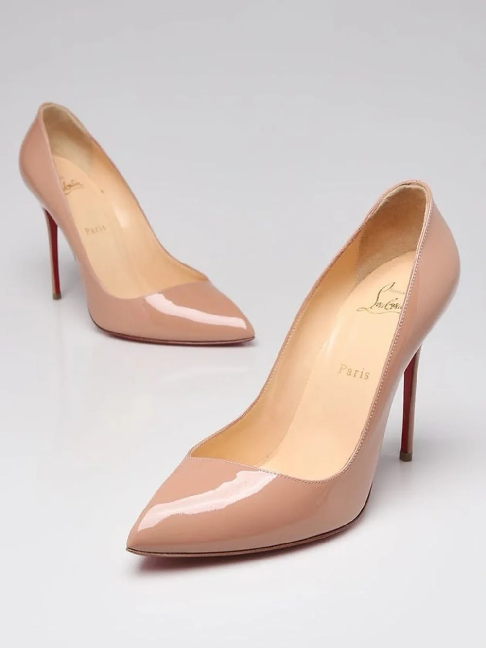Christian Louboutin Blush Patent Leather Pointed-Toe Pumps